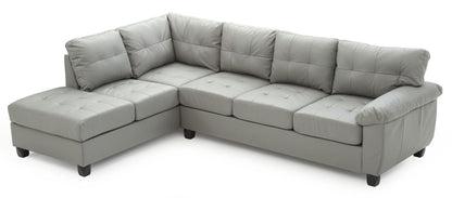 Gallant stationary sectional HouseOfZazla, light gray tufted leather upholstery with left chaise on Tampa Home & Garden Store