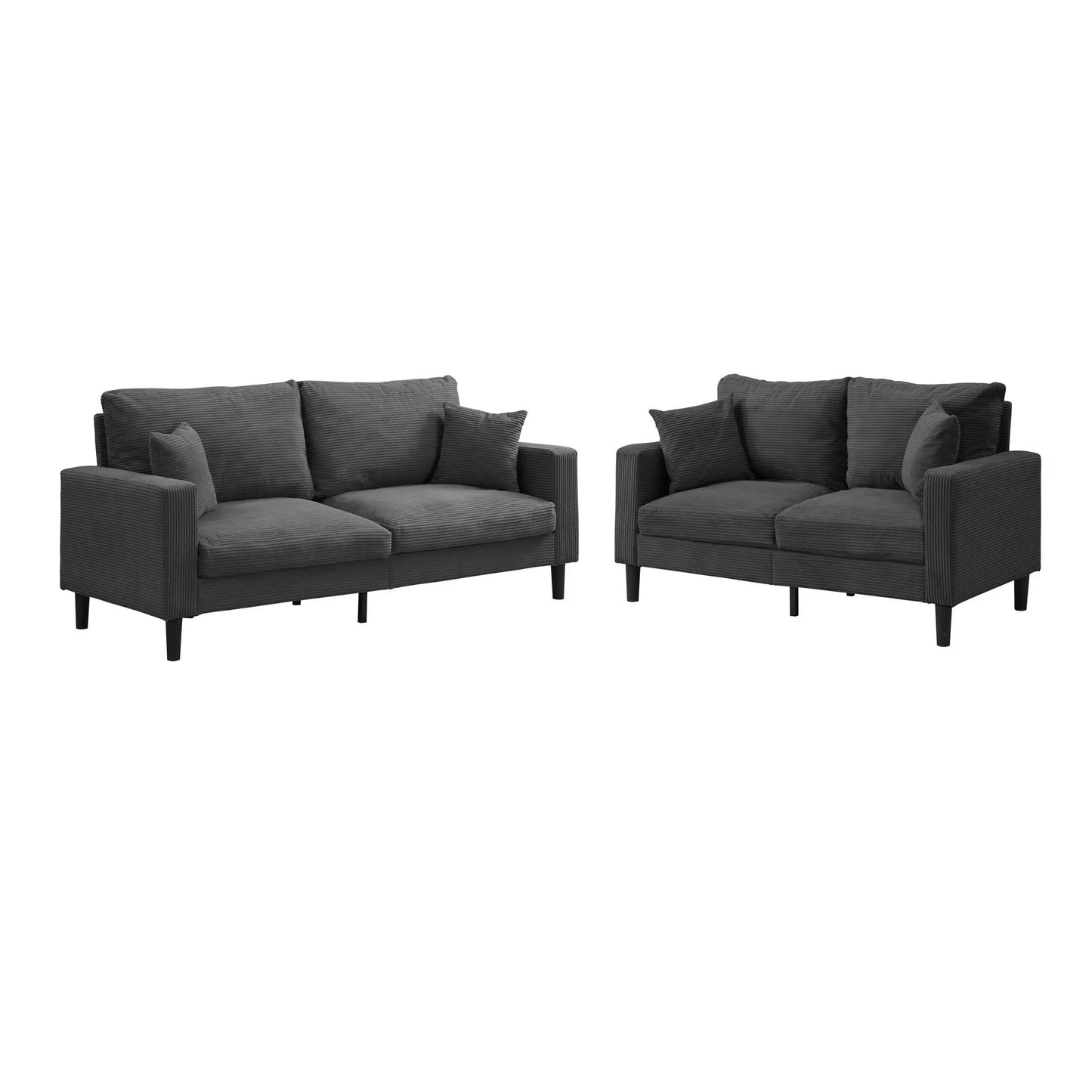 Modern Upholstered 2-Piece Sofa Set with two gray ribbed loveseats by Unique Piece Furniture on Tampa Home & Garden Store