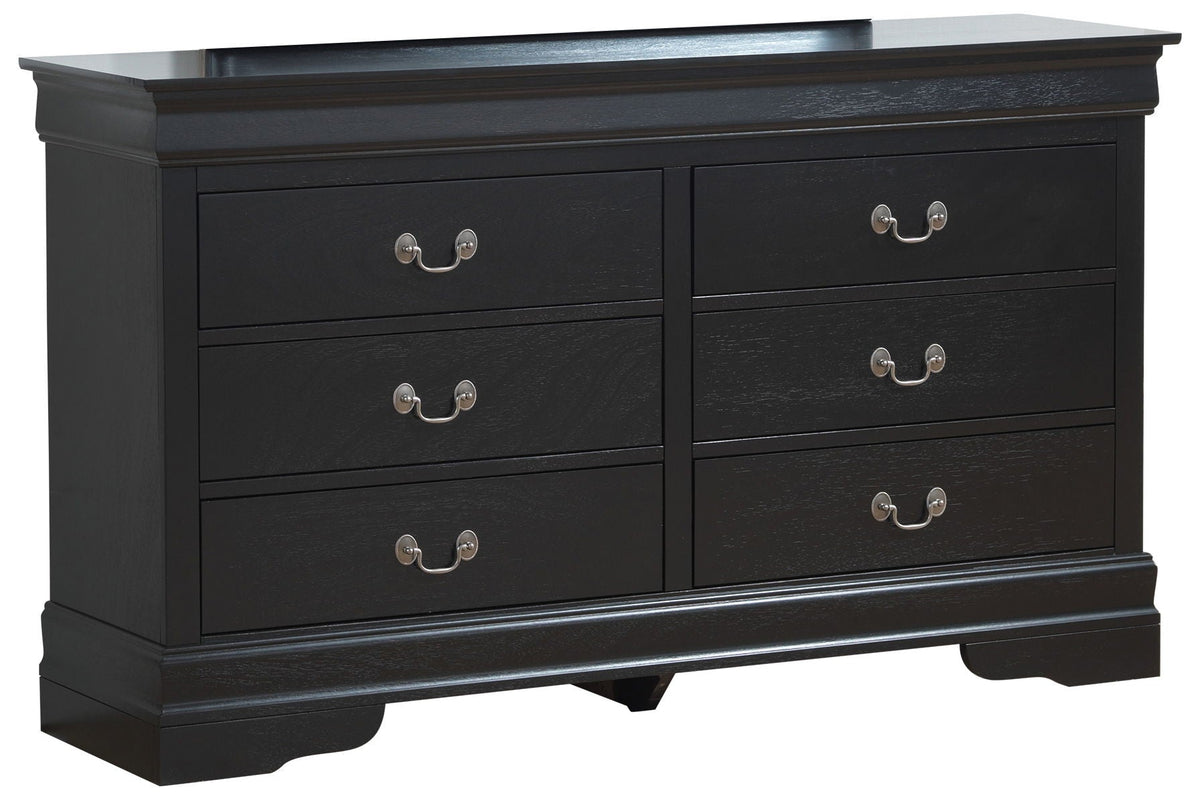 Traditional Elegant Dresser Black six-drawer with silver-tone cup pulls HouseOfZazla on Tampa Home & Garden Store