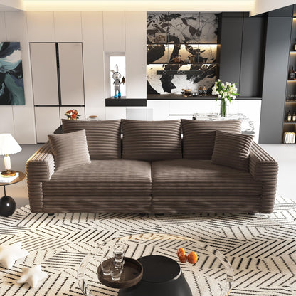 4 Seat Modern Comfy Upholstered Sofa Cloud Couch by HouseOfZazla in brown corded fabric on Tampa Home & Garden Store