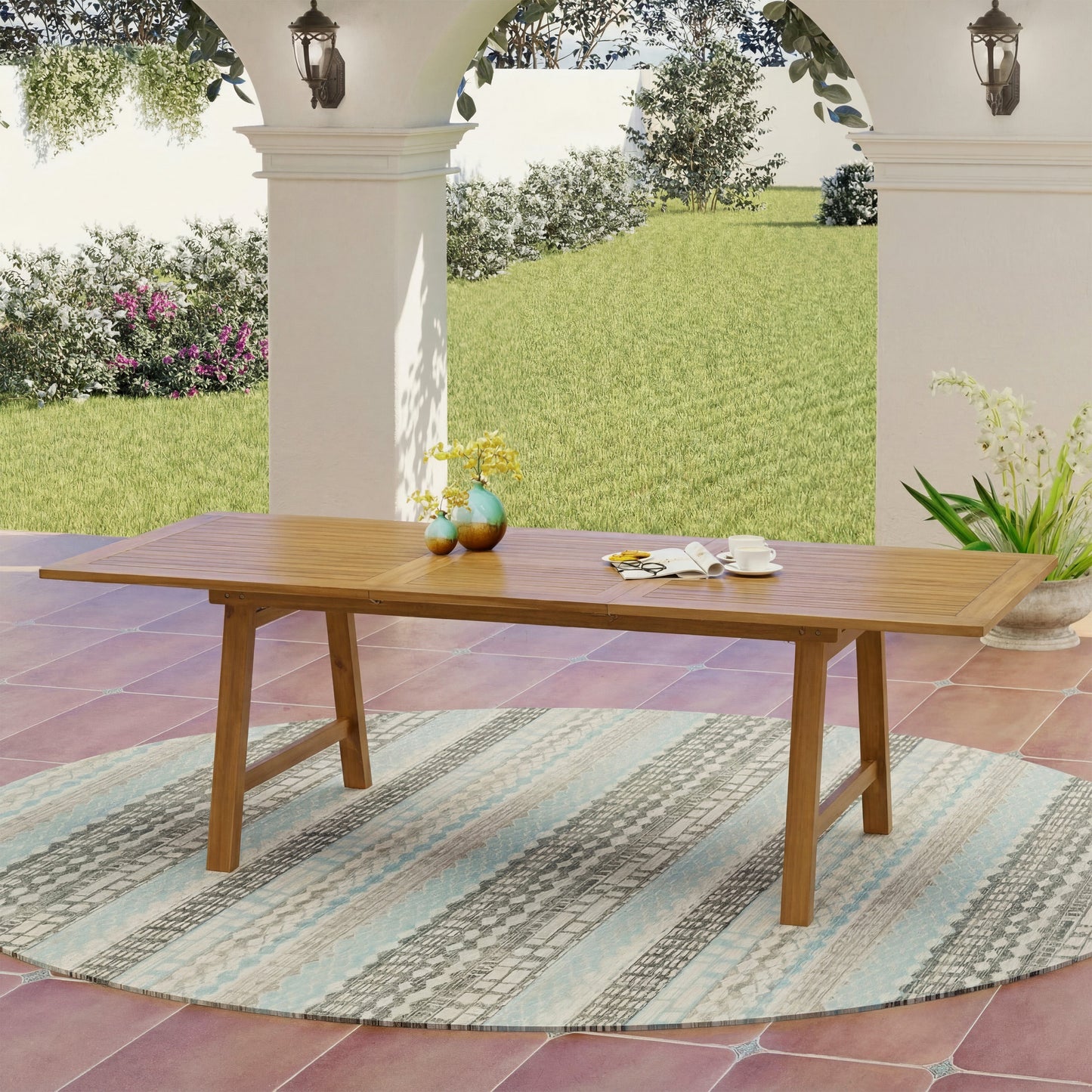 Versatile and Extendable Acacia Wood Table