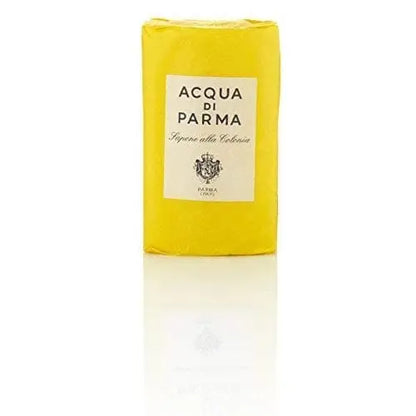 Acqua di Parma Colonia wrapped soap bar, yellow packaging with white label, 3-pack on Tampa Home & Garden Store
