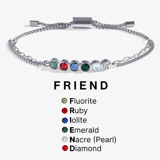Friend Hidden Message Acrostic Bolo Bracelet silver chain with gemstones by Alex and Ani on Tampa Home & Garden Store