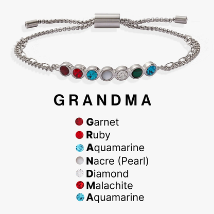 Bracelet Grandma Hidden Message Acrostic Bolo by ALEX AND ANI, colorful gemstone beads on chain on Tampa Home & Garden Store