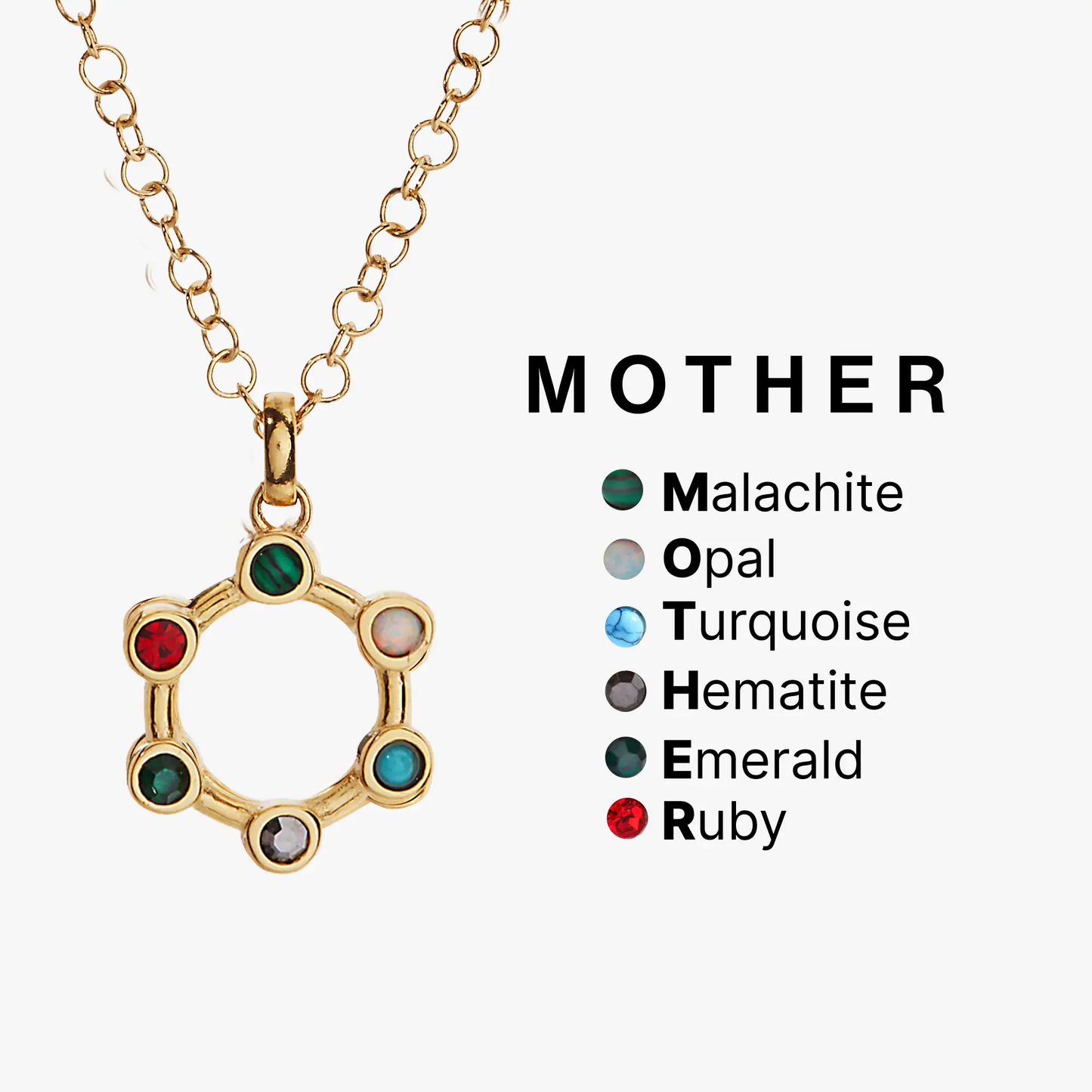 Mother Hidden Message Acrostic Necklace by ALEX AND ANI with gold chain and bezel-set stones on Tampa Home & Garden Store