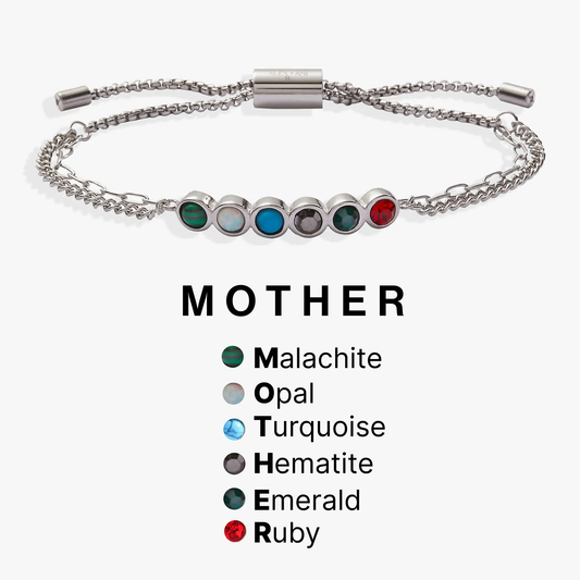 Mother Hidden Message Acrostic Bolo Bracelet by Alex and Ani with colorful gemstone beads on Tampa Home & Garden Store