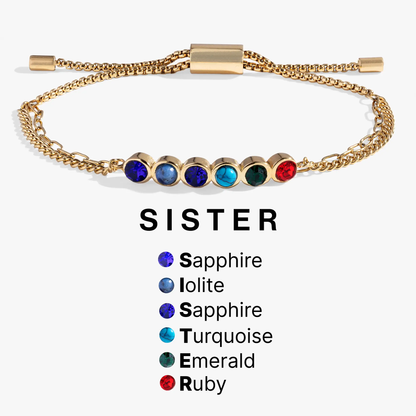 Sister Hidden Message Acrostic Bolo Bracelet gold-tone with multicolor gems by ALEX AND ANI on Tampa Home & Garden Store