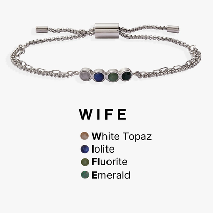 Bracelet Wife Hidden Message Acrostic Bolo ALEX AND ANI silver-tone chain with bezels adjustable on Tampa Home & Garden Store