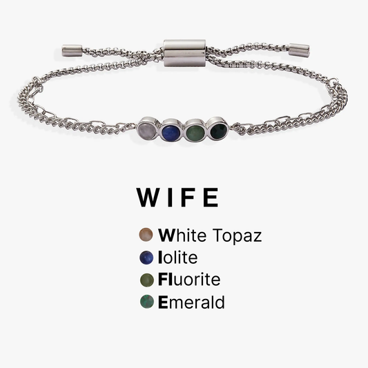 Bracelet Wife Hidden Message Acrostic Bolo ALEX AND ANI silver-tone chain with bezels adjustable on Tampa Home & Garden Store