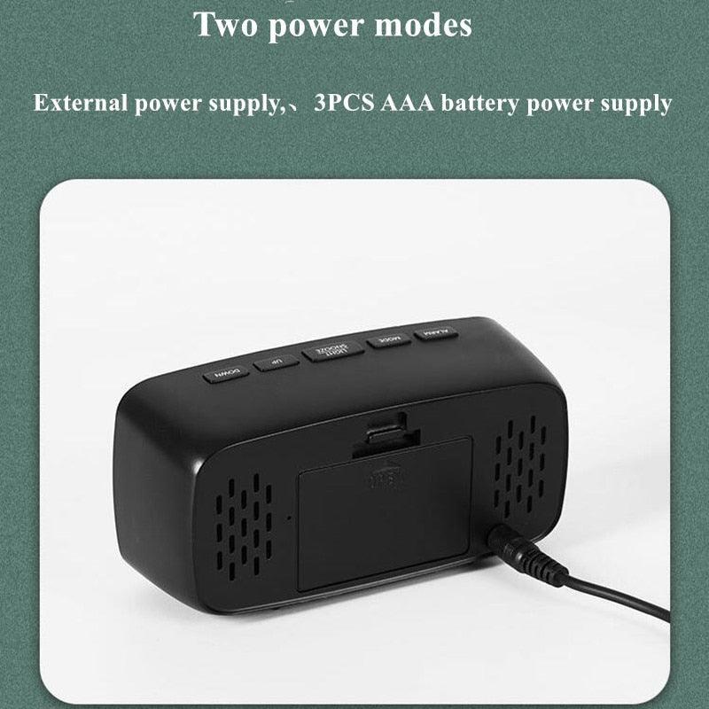 Stevvex black LED desk alarm clock with top control buttons and back power cord on Tampa Home & Garden Store