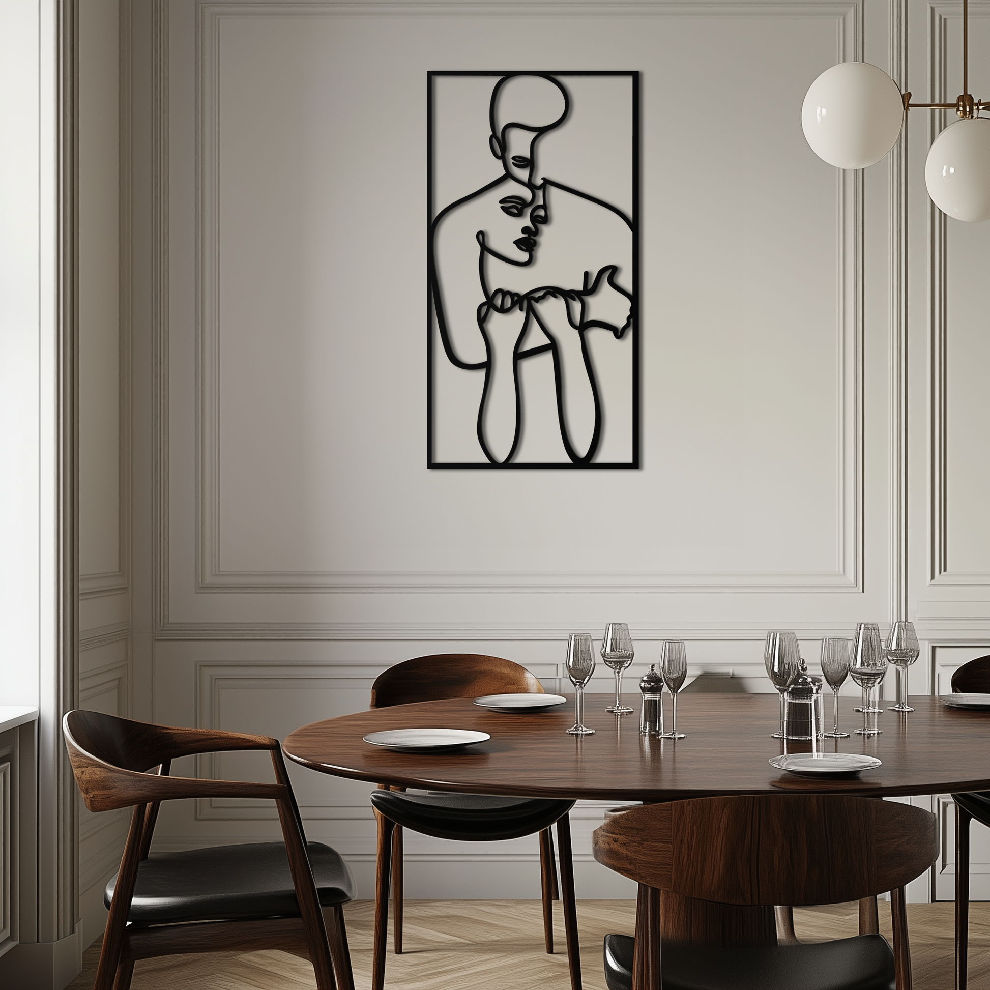 act Couple Line Art Metal Wall Decor Abstr– Modern Minimalist Love Artwork- KAF625 - Tampa Home & Garden Store