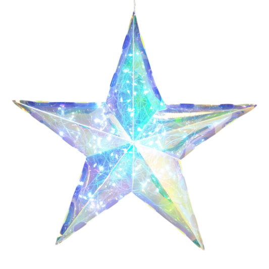 Étoile holographique lumineuse avec télécommande - 38 cm