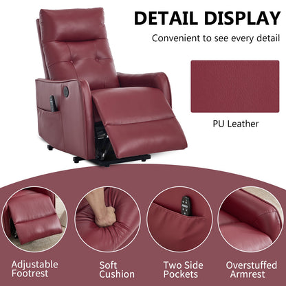 Comfortmax single motor lift recliner chair by HouseOfZazla in burgundy PU leather on Tampa Home & Garden Store