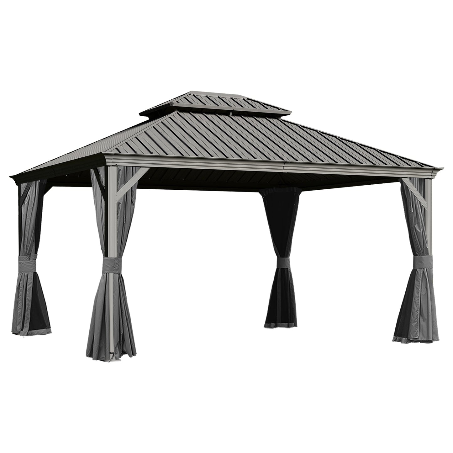 13x15FT Hardtop Gazebo with Double Steel Roof