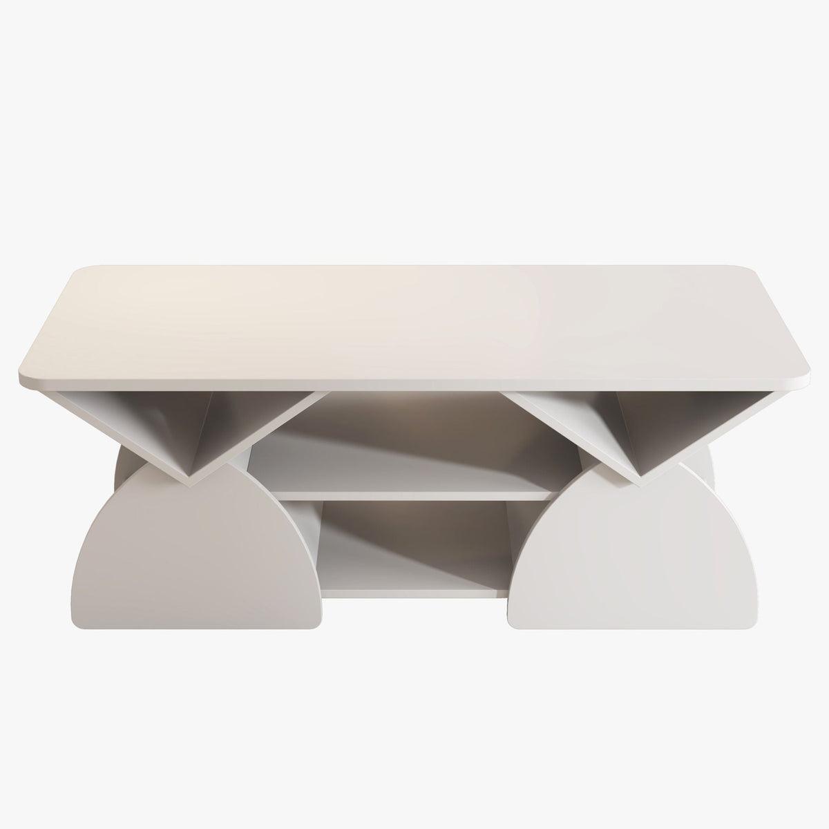 Geometric Engineered Coffee Table with Open Shelves in white by HouseOfZazla on Tampa Home & Garden Store