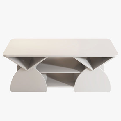 Geometric Engineered Coffee Table with Open Shelves in white by HouseOfZazla on Tampa Home & Garden Store
