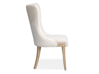 Sunset Cove Upholstered Host Chair set of 2 in Sanibel Brown, beige fabric with wood legs on Tampa Home & Garden Store