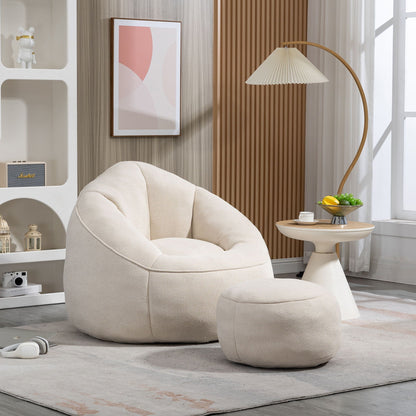 Cozy Bean Bag Chair With Foam and Footrest