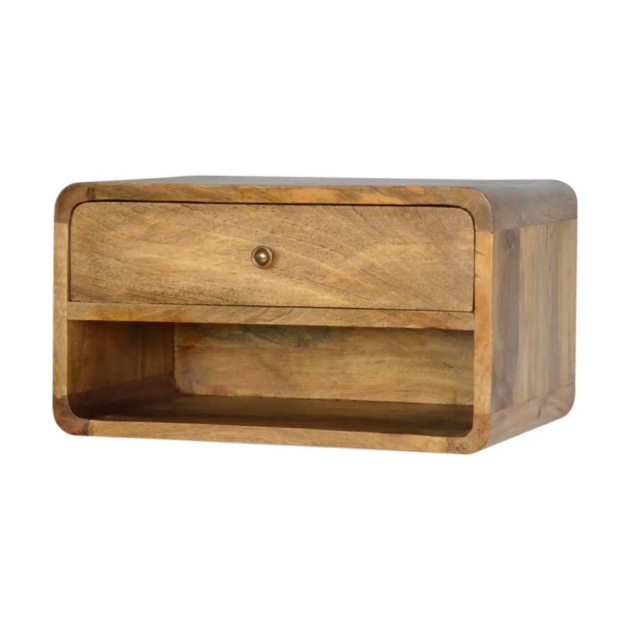 Curve Upper Slot Floating Nightstand with Drawer