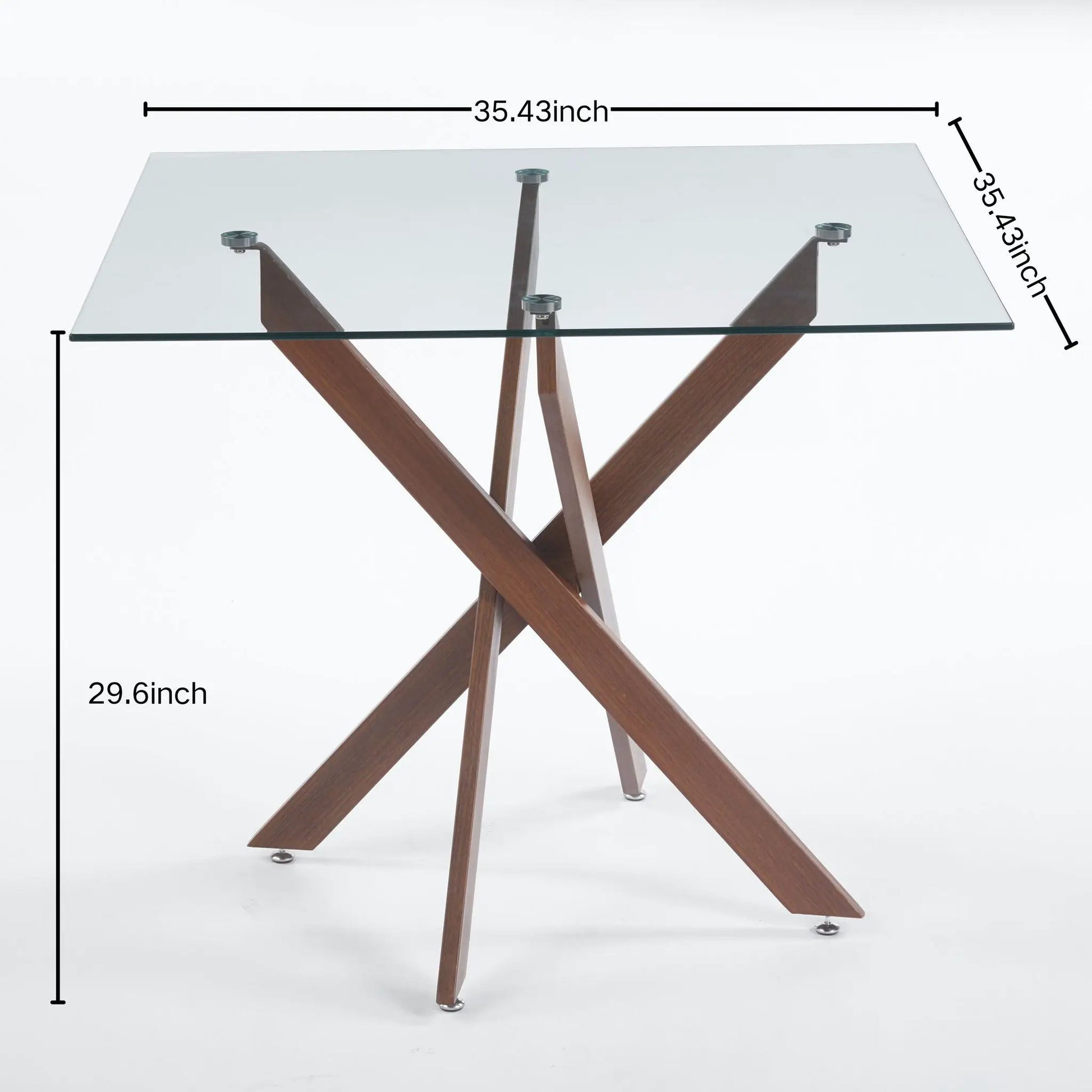 Dining table tempered glass top with cross wood legs Unique Piece Furniture on Tampa Home & Garden Store