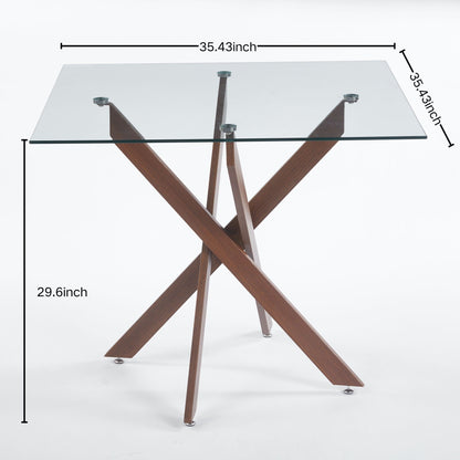 Dining table with cross wooden legs and tempered glass top by HouseOfZazla on Tampa Home & Garden Store