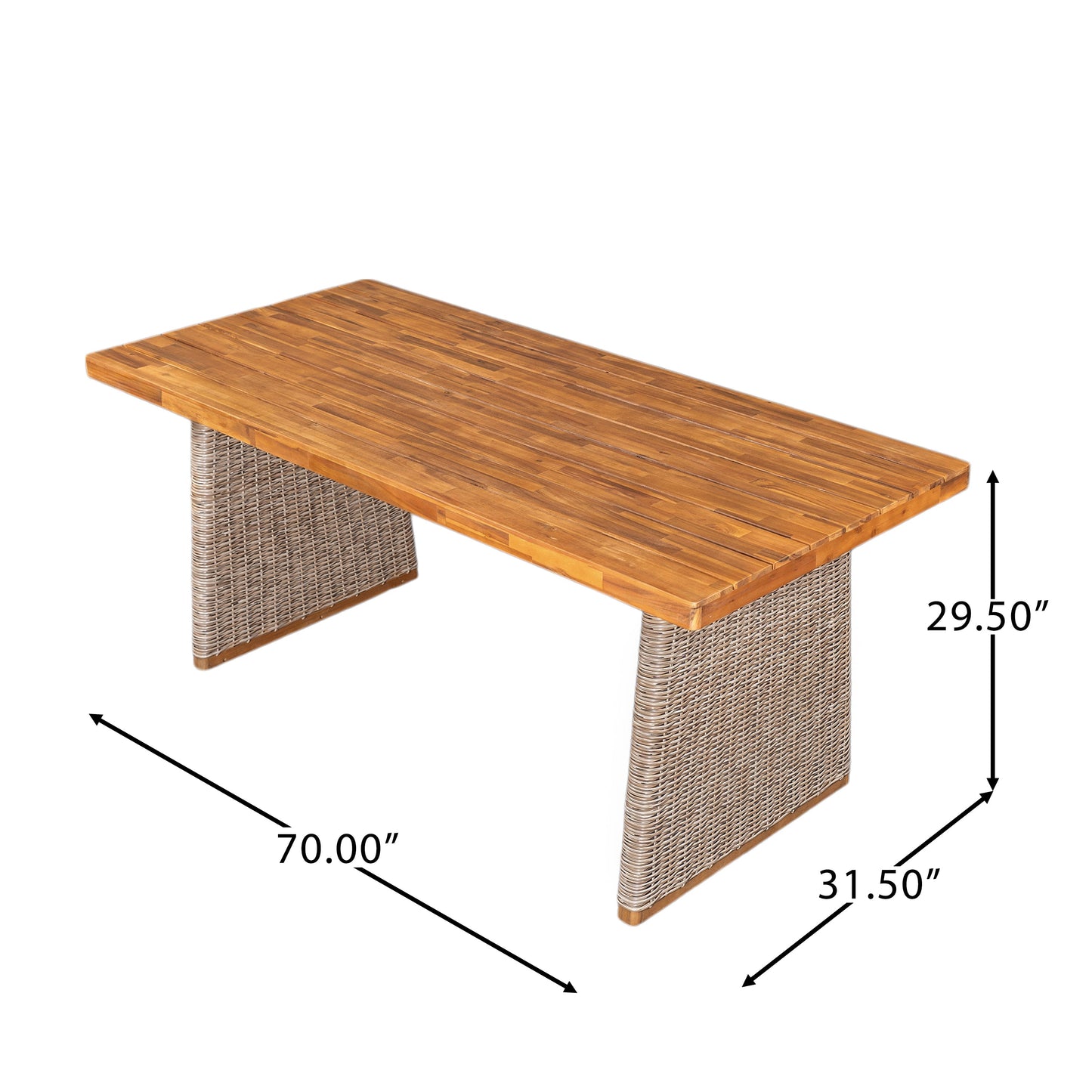 Outdoor 3 Piece Acacia Wood Dining Set and Bench