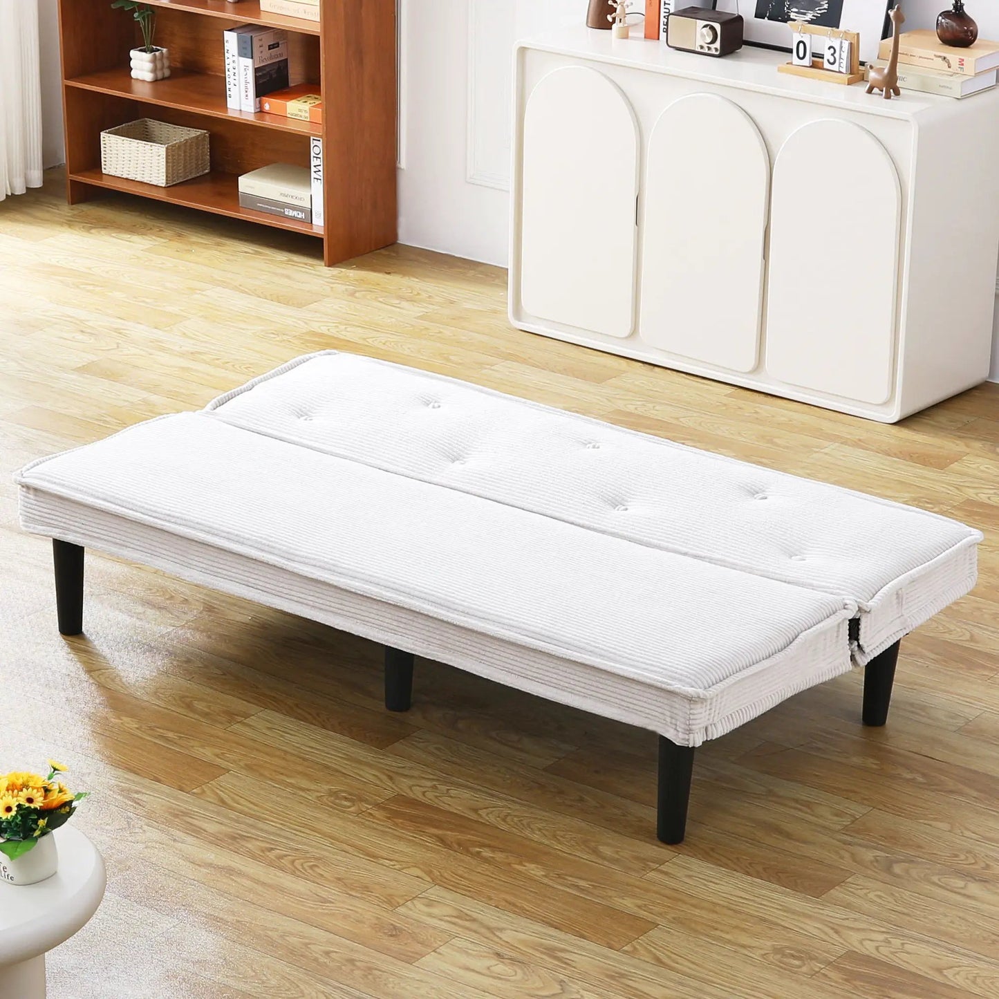 Versatile Sofa Bed with Solid Wood Frame by Unique Piece Furniture white tufted upholstery on Tampa Home & Garden Store
