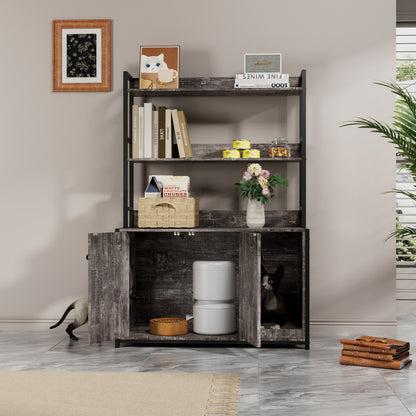 Large Cat Litter Box Enclosure With Shelf Storage by HouseOfZazla in dark wood frame on Tampa Home & Garden Store