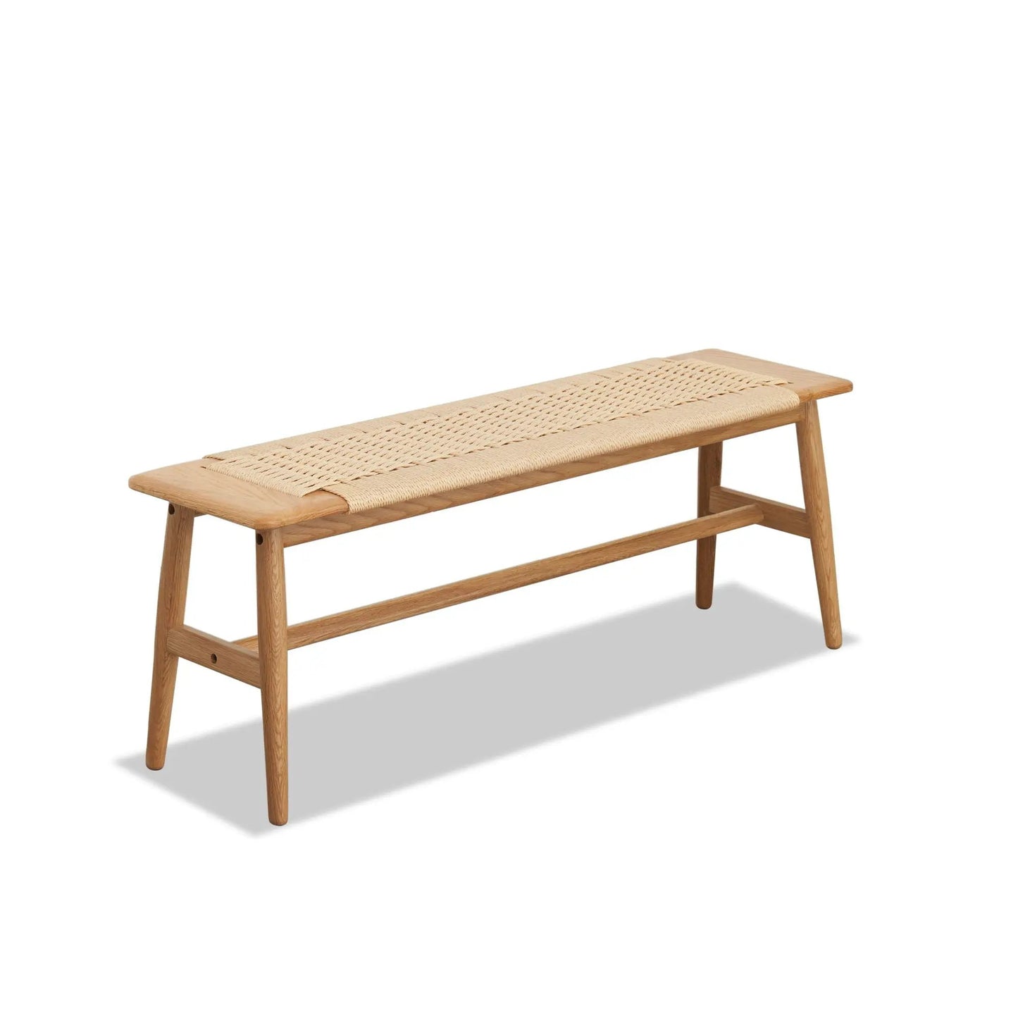 Woven Design Dining Bench in Natural Oak