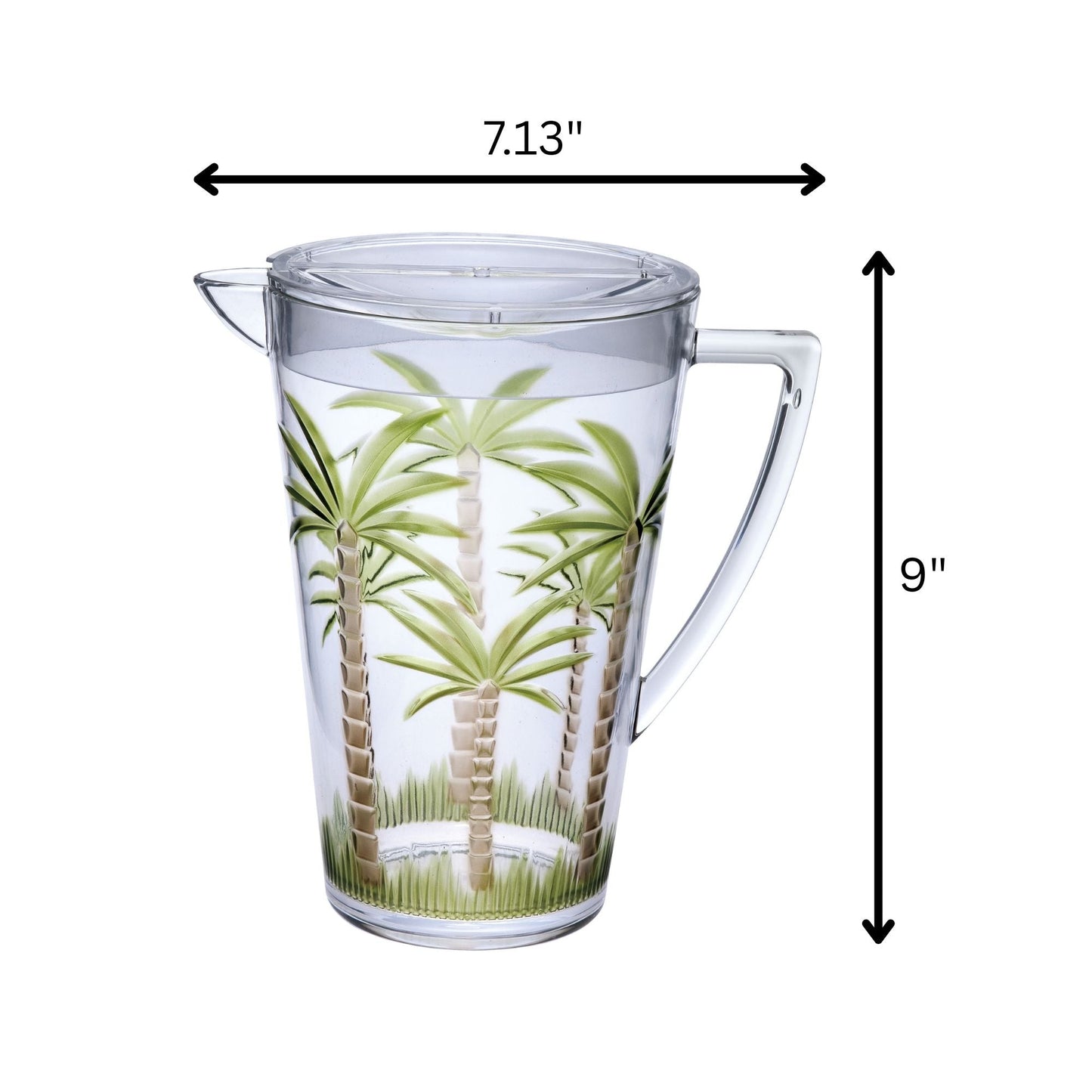 Palm Tree Design Acrylic Water Pitcher and Lid