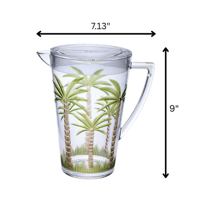 Palm Tree Design Acrylic Water Pitcher and Lid