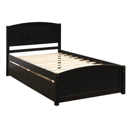 Platform Bed and Headboard With Footboard Slats