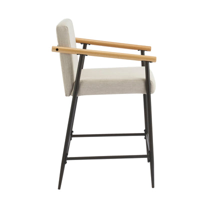 Counter Stool Set with iron frame and beige upholstery HouseOfZazla on Tampa Home & Garden Store