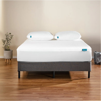 OkiOki King Mattress Protector on white king bed with two pillows by HouseOfZazla on Tampa Home & Garden Store