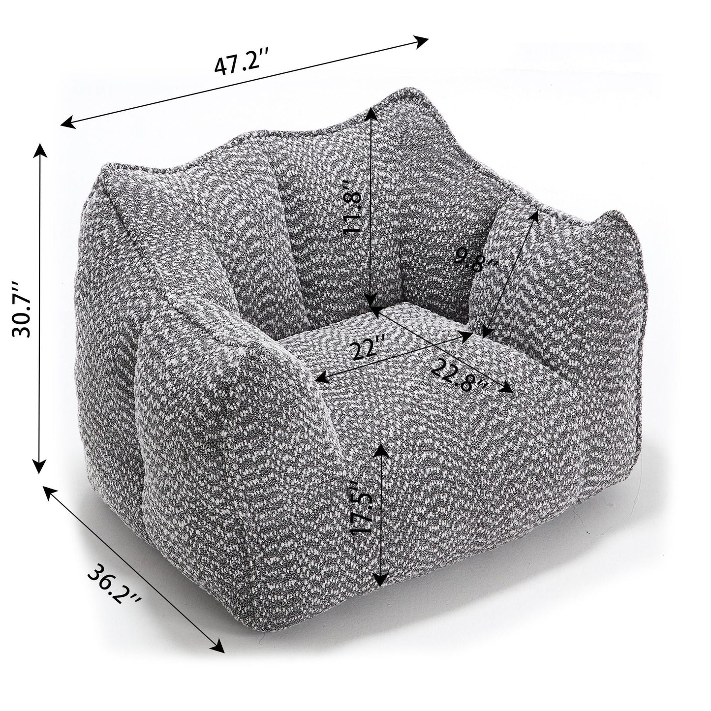 Arm Chairs HouseOfZazla Comfortable chenille sofa chairs with highly resilient foam gray on Tampa Home & Garden Store