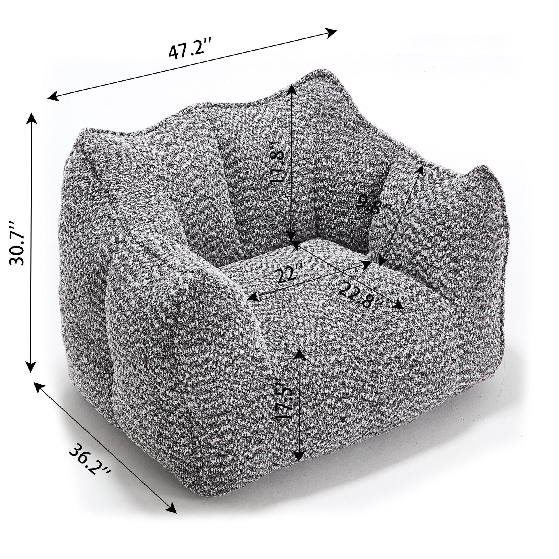 Arm Chairs HouseOfZazla Comfortable chenille sofa chairs with highly resilient foam gray on Tampa Home & Garden Store