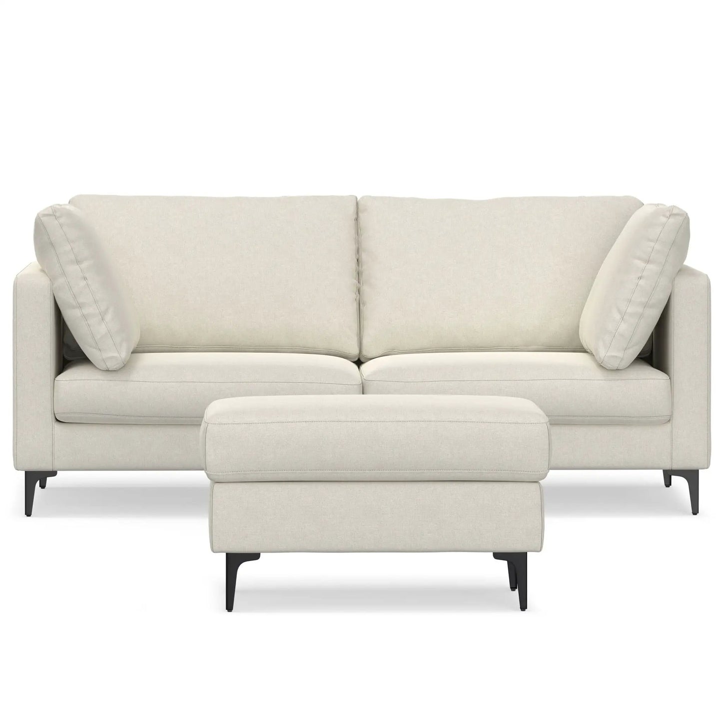 Ava Mid Century Sofa with Ottoman Set in Fabric