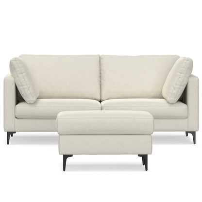 Ava Mid Century Sofa with Ottoman Set in Fabric