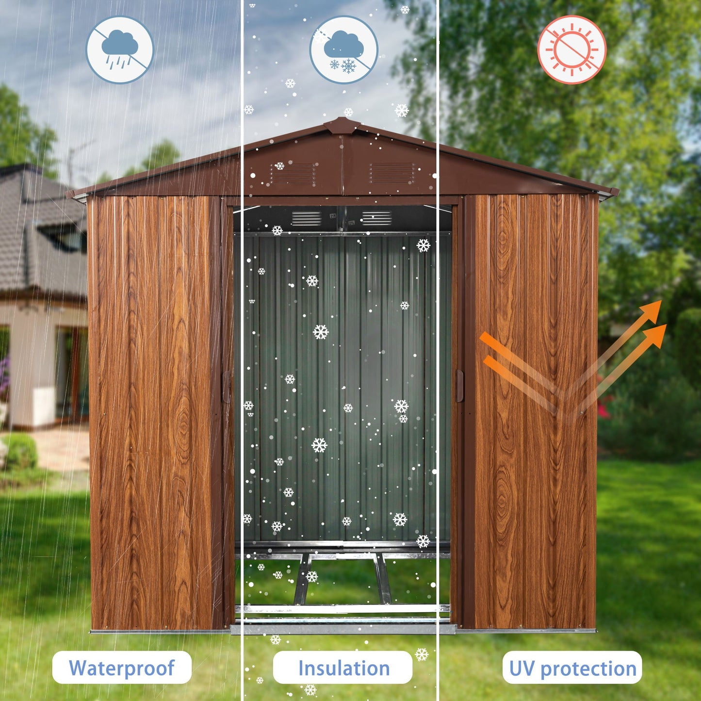 Outdoor Metal Storage Shed And Floor Base