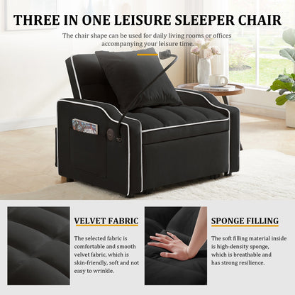 Modern 3 in 1 Convertible Sofa and Chair Bed Set