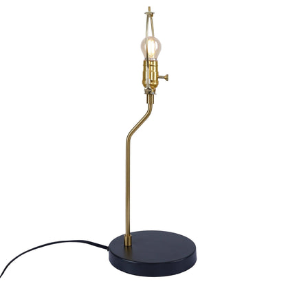 Desk lamp black base with brass stem and exposed bulb on Tampa Home & Garden Store