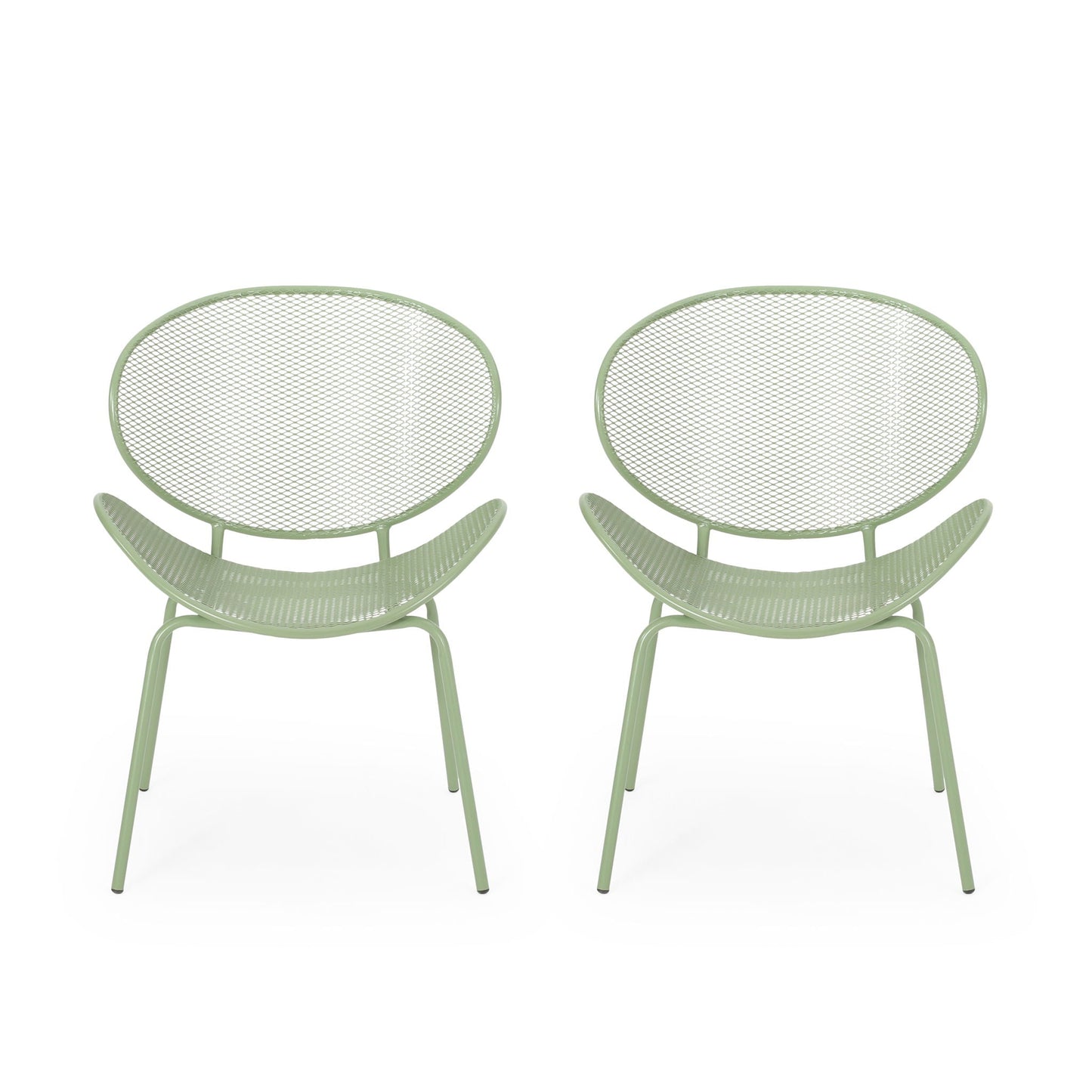Elba Contemporary Chair Set: four green metal mesh armless outdoor chairs on Tampa Home & Garden Store