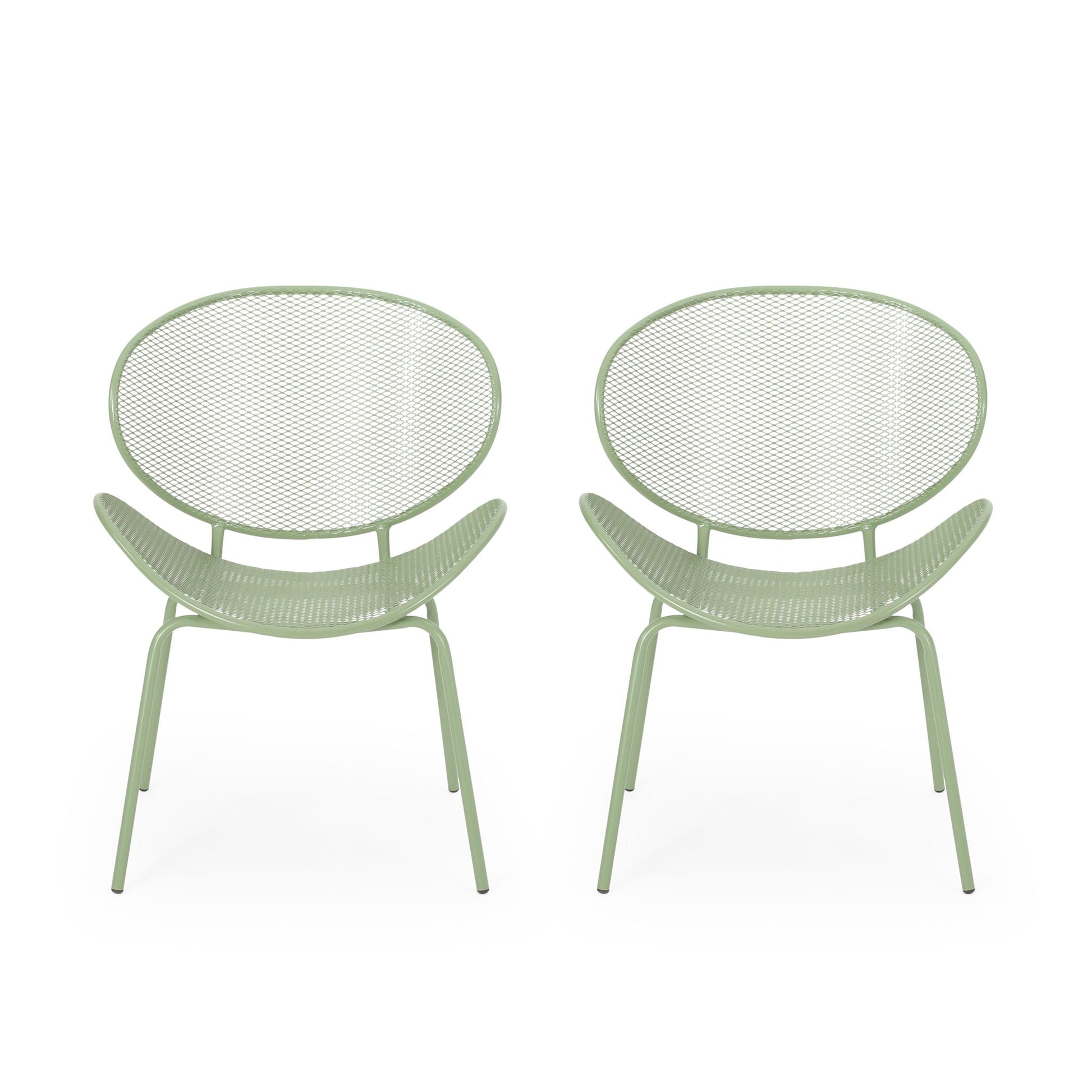 Elba Contemporary Chair Set: four green metal mesh armless outdoor chairs on Tampa Home & Garden Store