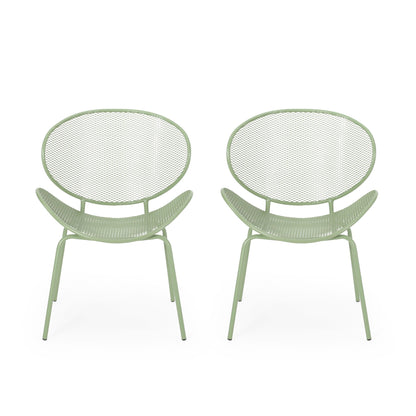 Elba Contemporary Chair Set: four green metal mesh armless outdoor chairs on Tampa Home & Garden Store