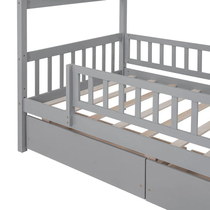 House Bed With 2 Drawers gray-painted wood bed with under-bed storage by Unique Piece Furniture on Tampa Home & Garden Store