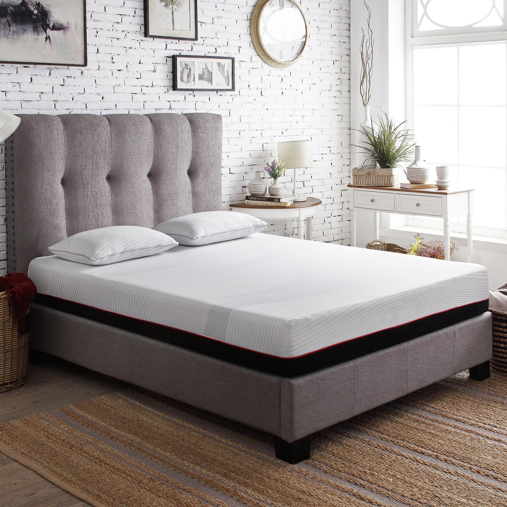 10-inch Regen Cooling Copper Infused Memory Foam Mattress HouseOfZazla grey upholstered bed on Tampa Home & Garden Store