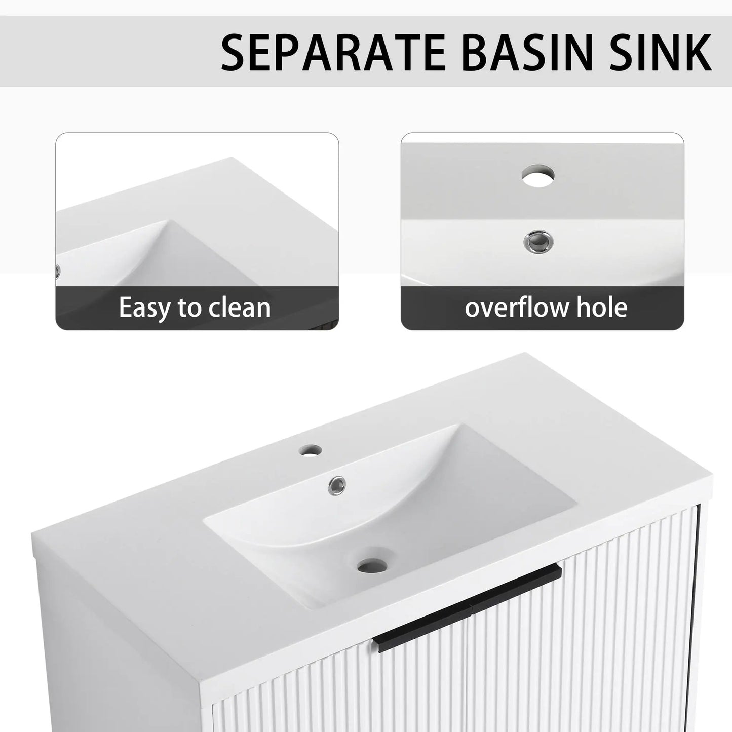 Modern Wall Mounted Vanity With Resin Double Sink