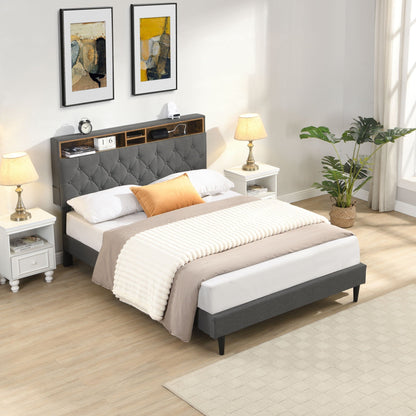 Modern Upholstered Bed Frame and Usb Ports