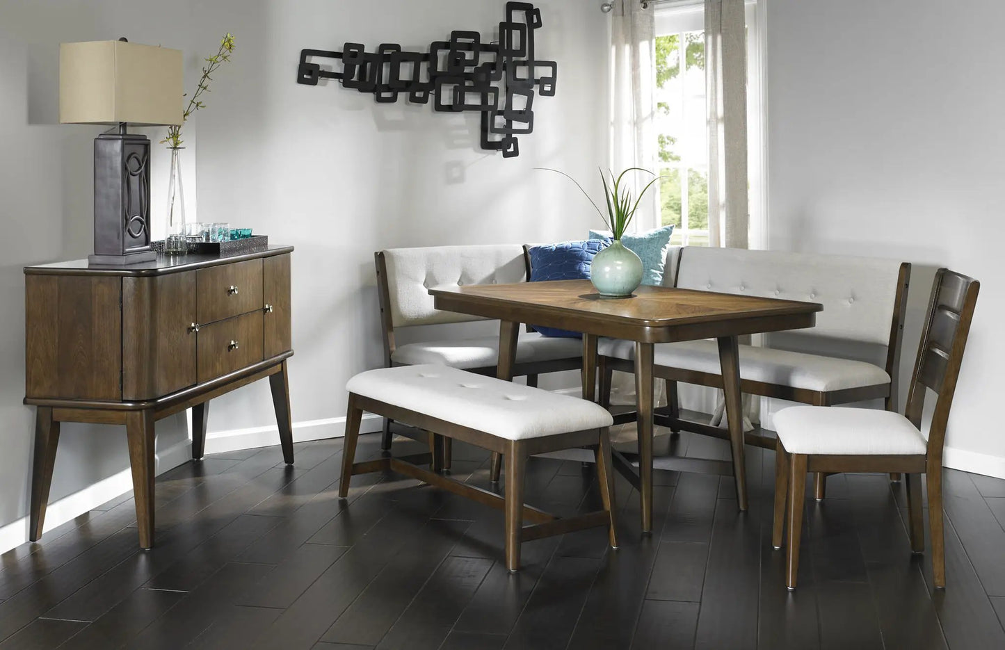 Curved Dining Bench Upholstered Beige Reversible