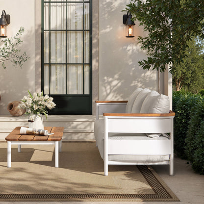 Rhodes 2pc Teak and Aluminum Outdoor Sofa Set